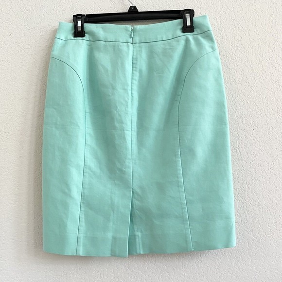 J. Crew The Pencil Skirt Wide Waistband Slit‎ Side Pockets Teal Women's Size 4 - Picture 4 of 9